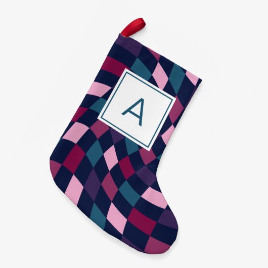 モノグラム市松模様にパタはっきりしたーン スモールクリスマスストッキング (正面 (吊り時))