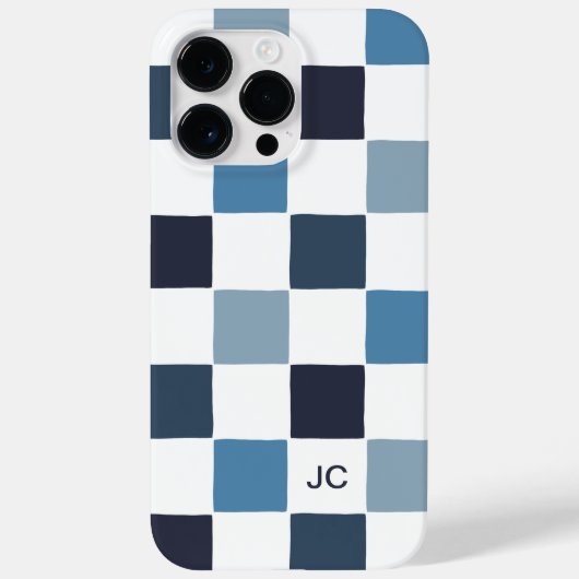 モノグラム市松模様にブルーミニマモダンリストパターン Case-Mate iPhoneケース (裏面)