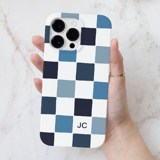 モノグラム市松模様にブルーミニマモダンリストパターン Case-Mate iPhoneケース