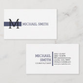 モノグラム平白エレガント独立モダン 名刺 (正面/裏面)