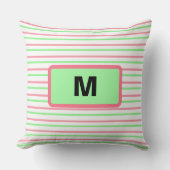 モノグラム幾何ストライプピンク緑ホワイト クッション (正面)
