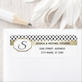 モノグラム幾何モダン点金ゴールド/白結婚の ラベル (インサイチュ)