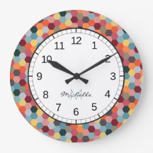 モノグラム幾何六角パターン壁時計