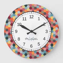 モノグラム幾何六角パターン壁時計 ラージ壁時計