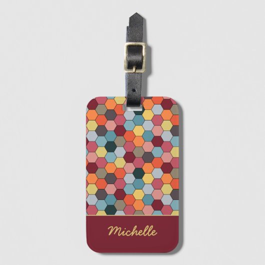 モノグラム幾何六角パターン荷物タグ ラゲッジタグ (正面縦)