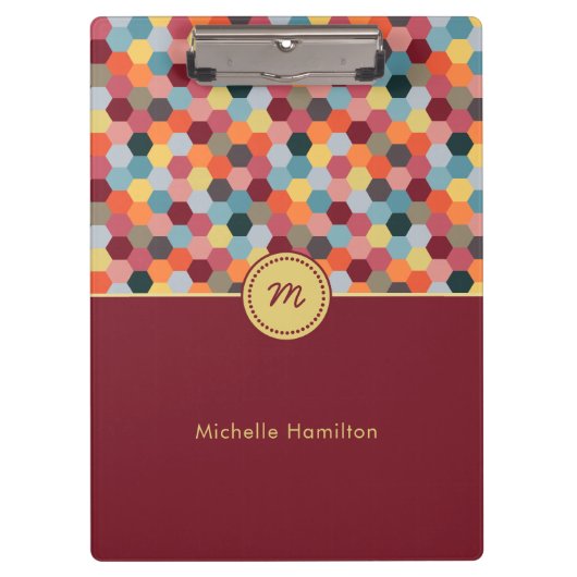 モノグラム幾何六角モダンクリップボード クリップボード (正面)
