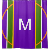 モノグラム幾何学明るい紫色の黄色 シャワーカーテン (正面)