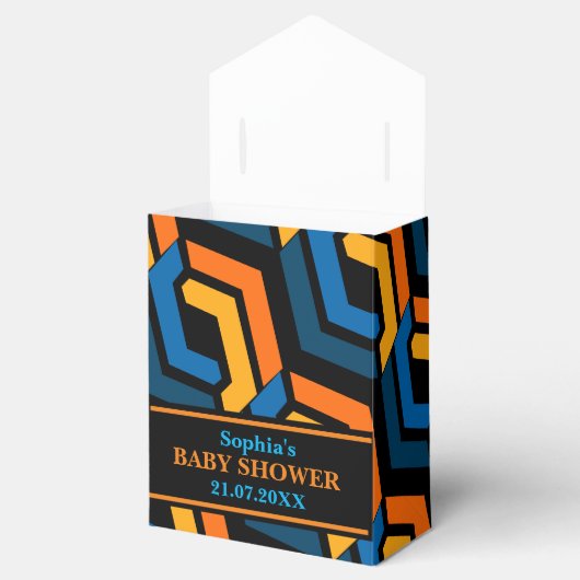 モノグラム幾何学模様ベビーシャワー フェイバーボックス (オープン)