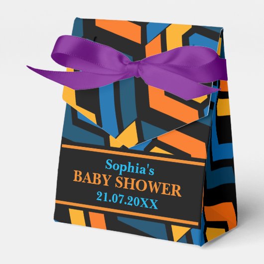モノグラム幾何学模様ベビーシャワー フェイバーボックス (正面サイド)