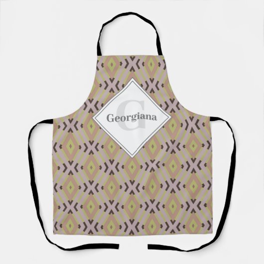 モノグラム幾何学温帯中性線ダイヤモンドジグザグ エプロン (正面)