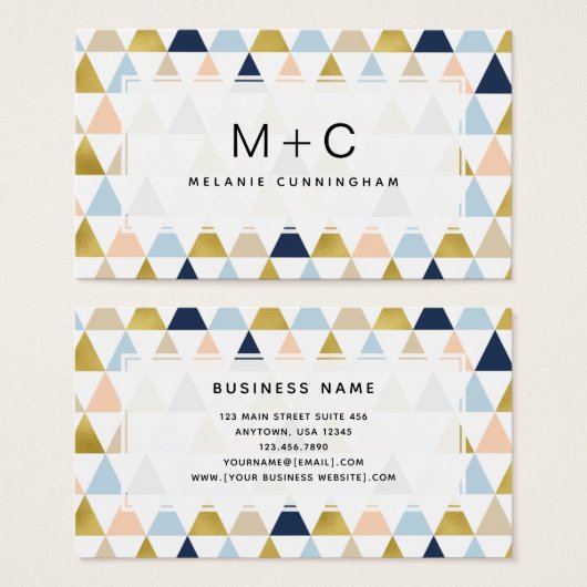 モノグラム幾何学的名刺 (正面&裏面)