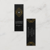 モノグラム幾何学的金ゴールドスクウェアフェイクレザー スキニー名刺 (正面/裏面)