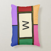 モノグラム幾何学赤ピンクブルーグリーン アクセントクッション (正面(垂直))