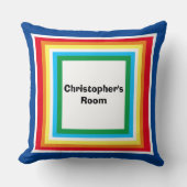 モノグラム幾何学青オレンジイエロー クッション (正面)