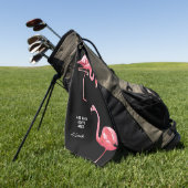 モノグラム引用文キュートアンドトレンディートロピカルフラミンゴ ゴルフタオル (グリーン)