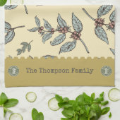 モノグラム愛らしい色クラシックのコーヒーパターン キッチンタオル (折り畳み)