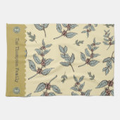 モノグラム愛らしい色クラシックのコーヒーパターン キッチンタオル (横)