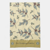 モノグラム愛らしい色クラシックのコーヒーパターン キッチンタオル (縦)