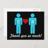 モノグラム愛カップルの結婚式のサンキューカード ポストカード (正面/裏面)