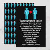 モノグラム愛カップルの結婚式招待状 招待状 (正面/裏面)