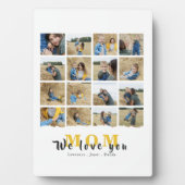 モノグラム愛パーソナライズされたママ16家族の写真 フォトプラーク (正面)