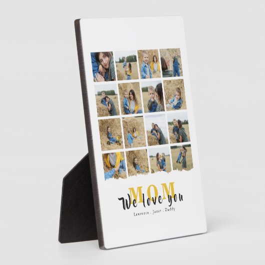 モノグラム愛パーソナライズされたママ16家族の写真 フォトプラーク (側面)