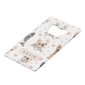 モノグラム愛パーソナライズされた愛ブルドフランスのッグ クレジットカード栓抜き (正面アングル)