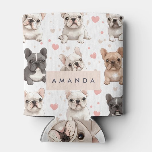 モノグラム愛パーソナライズされた愛ブルドフランスのッグ 缶クーラー (裏面)