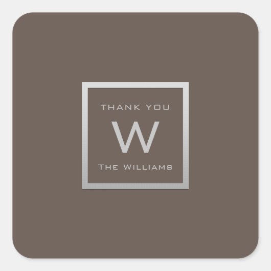 モノグラム感謝していグレーシルバーフレームVIP結婚ズブラウン スクエアシール (正面)