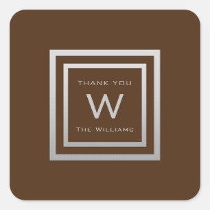 モノグラム感謝していグレーシルバーフレームVIP結婚ズブラウン スクエアシール