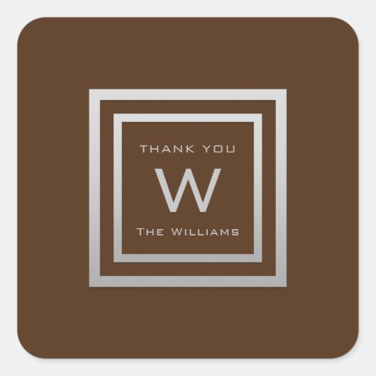 モノグラム感謝していグレーシルバーフレームVIP結婚ズブラウン スクエアシール (正面)