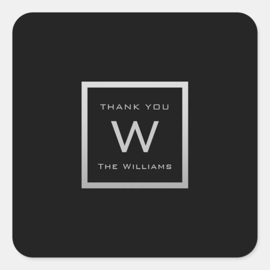 モノグラム感謝していグレーシルバーフレームVIP結婚ズブラック スクエアシール (正面)