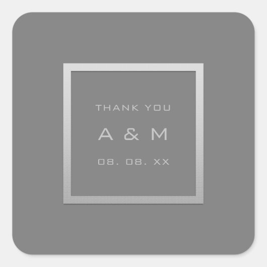 モノグラム感謝していグレーフレーム銀のグ結婚レイVIP スクエアシール (正面)