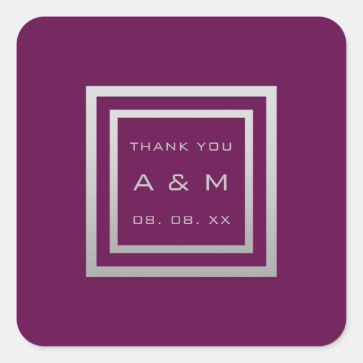 モノグラム感謝していグレーフレーム銀のマ結婚ルサラ スクエアシール (正面)