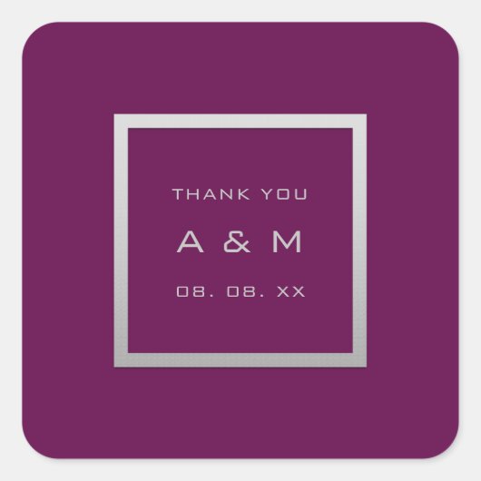 モノグラム感謝していグレーフレーム銀のマ結婚ルサラ スクエアシール (正面)