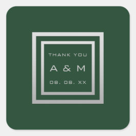 モノグラム感謝していグレーフレーム銀結婚の森 スクエアシール