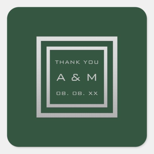 モノグラム感謝していグレーフレーム銀結婚の森 スクエアシール (正面)