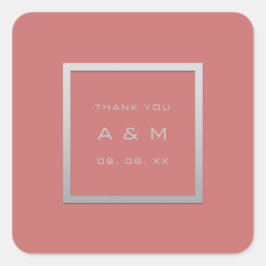 モノグラム感謝していグレーフレーム銀結婚の珊瑚 スクエアシール