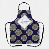 モノグラム我々は見ている海軍と金ゴールド水玉模様 エプロン (正面)