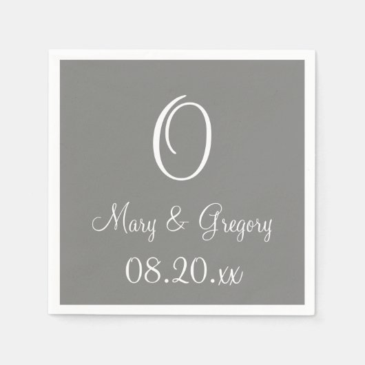 モノグラム戦艦グレイモダンワンカラーナプキン スタンダードカクテルナプキン (正面)