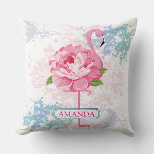 モノグラム手フラミ色彩の鮮やかンゴ クッション (正面)