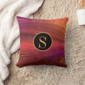 モノグラム抽象芸術アートオレンジレッド金ゴールドパターン クッション (ブランケット)