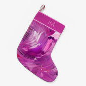 モノグラム抽象芸術アートパープルピンクブラシストローク スモールクリスマスストッキング (正面 (吊り時))