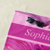 モノグラム抽象芸術アートパープルピンク ビーチタオル (インサイチュ)