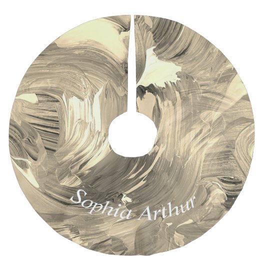 モノグラム抽象芸術アートブラシストロークヴィンテージスタイル ブラッシュドポリエステルツリースカート (正面)