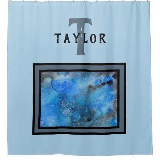 モノグラム抽象芸術アート シャワーカーテン (正面)