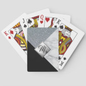 モノグラム抽象芸術シルバーグリッターと大理石 トランプ (裏面)