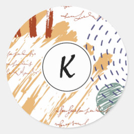 モノグラム抽象芸術ドードルジオメトリック ラウンドシール