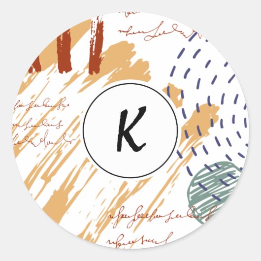 モノグラム抽象芸術ドードルジオメトリック ラウンドシール (正面)