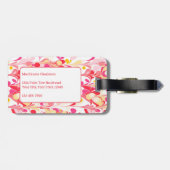 モノグラム抽象芸術パターンのピンクのマーブル ラゲッジタグ (裏面横)